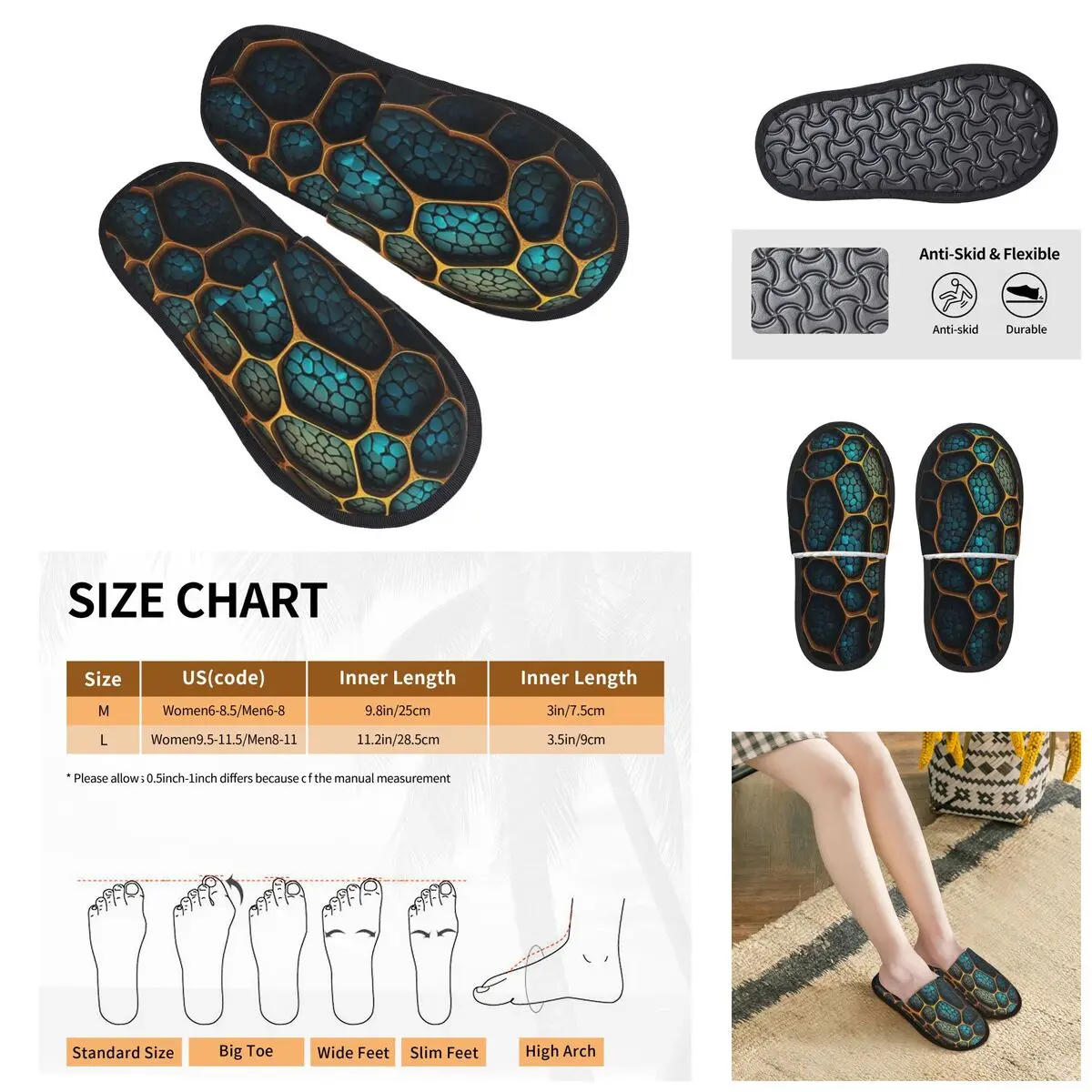 

3D printing Men Women Furry Indoor slippers,Golden Lion And Damask Ornament Cosy special Anti-skid Slippers