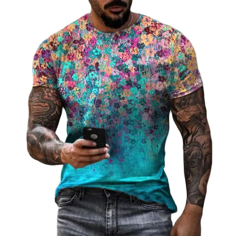 Fashion Men's T-Shirt 3D Rainbow Flower Print Short Sleeve Top Street Casual T Shirt Streetwear Oversized Tee Shirt Men Clothing 
Fashion Men's T-Shirt 3D Rainbow Flower Print Short Sleeve Top Street Casual T Shirt Streetwear Oversized Tee Shirt Men Clothing