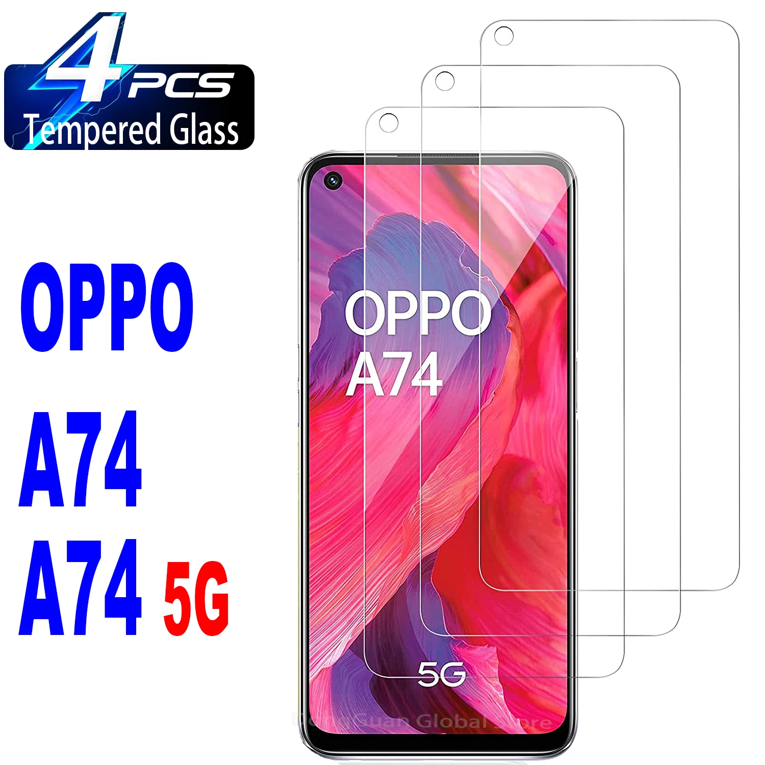 

2/4Pcs Tempered For OPPO A74 A76 A77 A78 A73 A72 5G A52 A53 A53S A55 A57S Screen Protector Glass Film