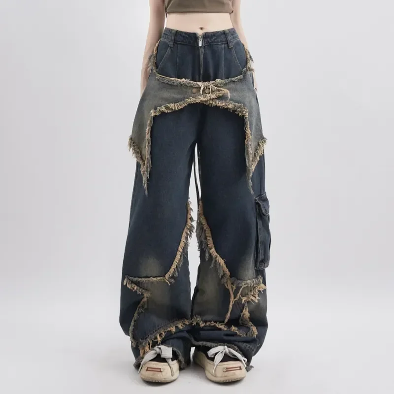 Women Blue Jeans Contrasting Colors High Waist American Street Wide Leg Pants Fashion Hip Hop Vintage Straight Autumn Trousers
Women Blue Jeans Contrasting Colors High Waist American Street Wide Leg Pants Fashion Hip Hop Vintage Straight Autumn Trousers