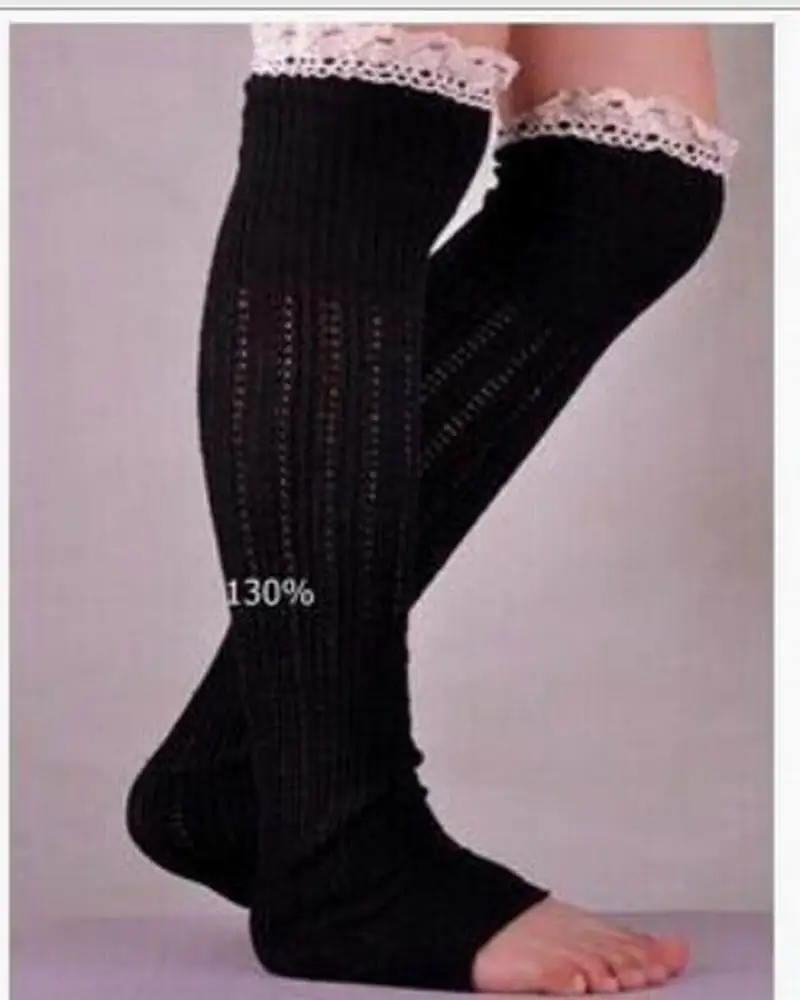 

New Autumn Winter Slouchy Button leg warmers Knit Lace shark tank Socks Legwarmers Boot Cuffs gaiters Socks Crochet Mixed