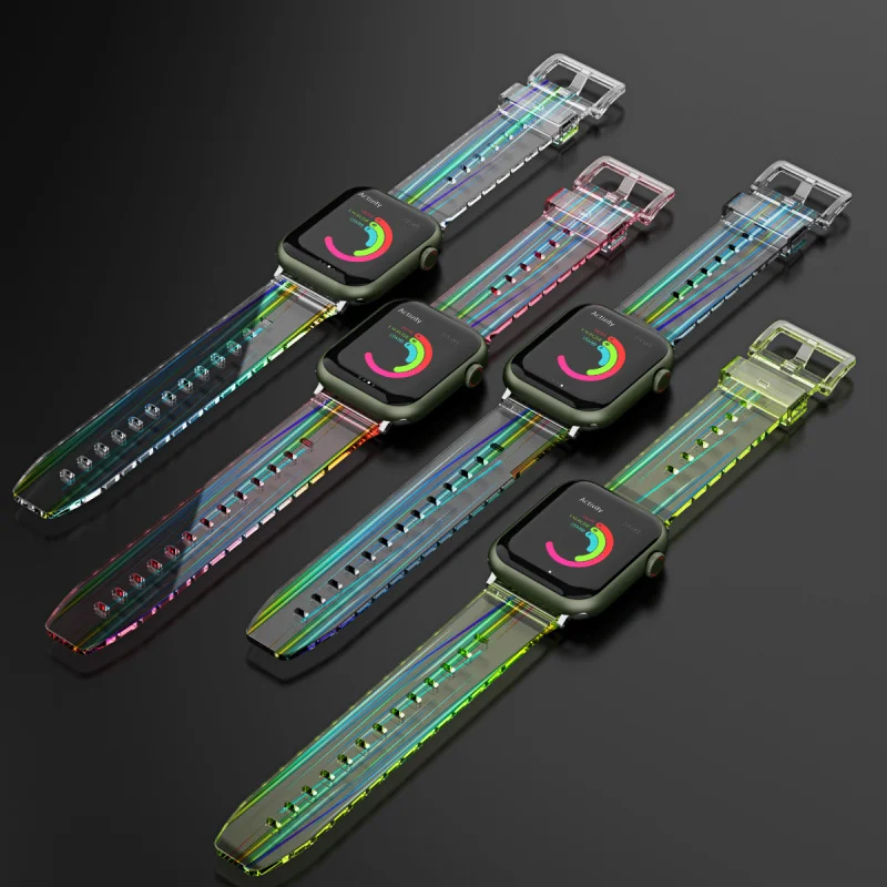 

Fhx-35u Clear Aurora Strap for Apple iWatch Series 7 6 5 4 3 se Silicone Smart Watch band Bracelet 38(40)41mm 42(44)45mm