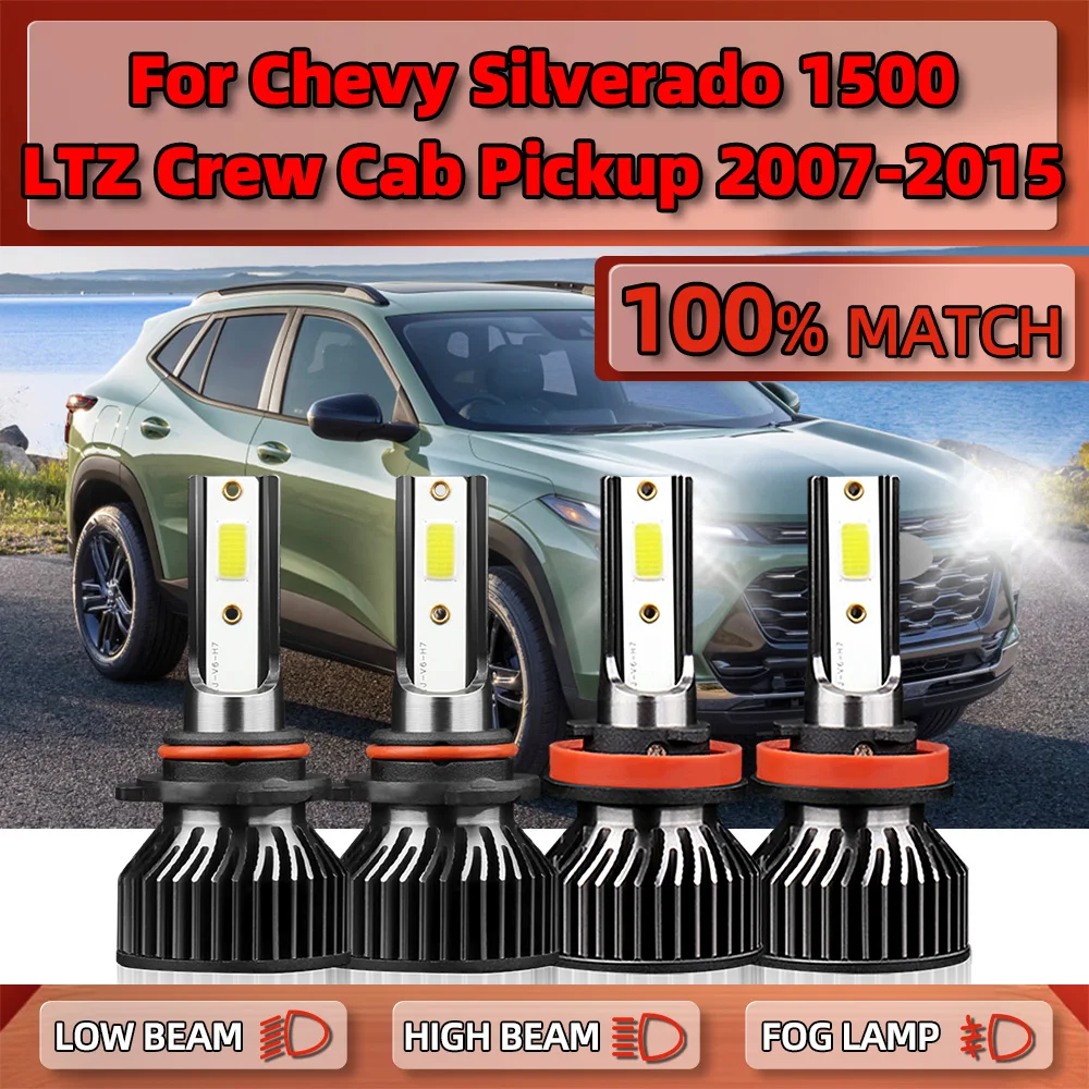 

40000LM LED Headlight Bulbs 6000K White Turbo Auto Lamps 12V For Chevy Silverado 1500 LTZ Crew Cab Pickup 2007-2013 2014 2015