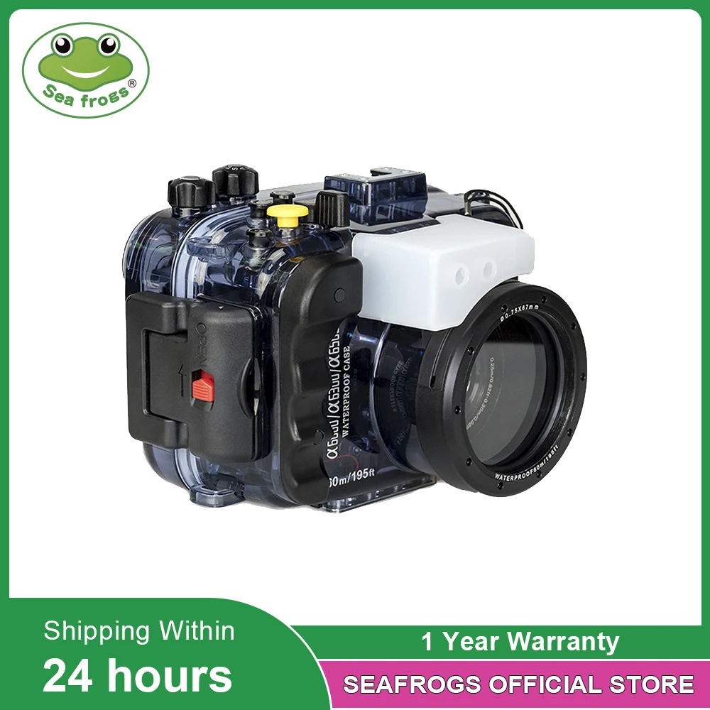 

Seafrogs 195FT/60M Waterproof Underwater Diving Camera housing for Sony A6500 A6300 A6000 with Dual Fiber-Optic Port and O Ring