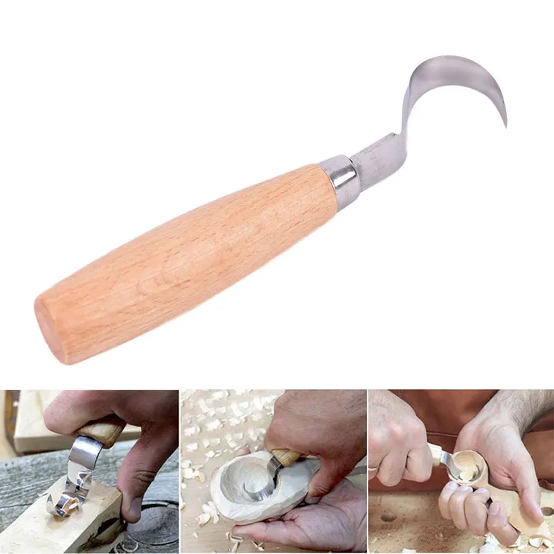 

DIY Hook Knife Carving Tools Ergonomic Woodworking Spoon Durable Crooked Beginners Sculptural Stainless Steel Professional