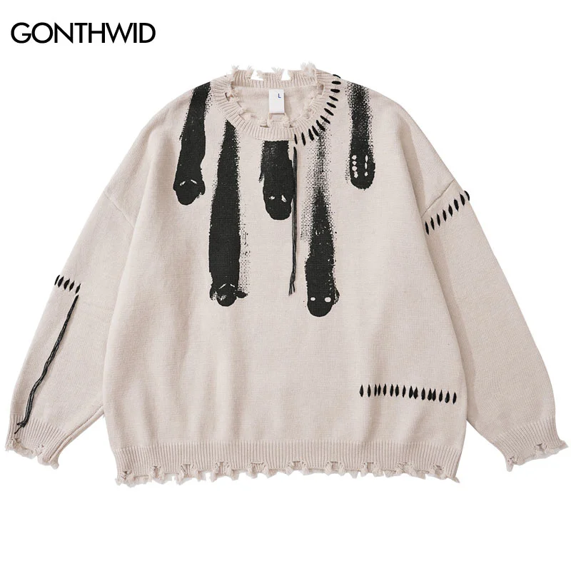 Hip Hop Sweaters Streetwear Y2K Grunge Ripped Ghost Print Punk Gothic Knitted Jumpers Autumn Harajuku Casual Pullover Sweaters
Hip Hop Sweaters Streetwear Y2K Grunge Ripped Ghost Print Punk Gothic Knitted Jumpers Autumn Harajuku Casual Pullover Sweaters