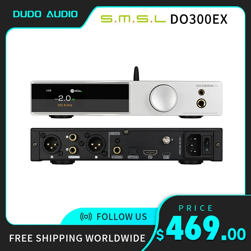 SMSL DO300EX Audio Decoder & Headphone Amplifier Hi-Res DAC AMP AK4191+AK4499EX Bluetooth5.1 DSD512 with remote control
SMSL DO300EX Audio Decoder & Headphone Amplifier Hi-Res DAC AMP AK4191+AK4499EX Bluetooth5.1 DSD512 with remote control