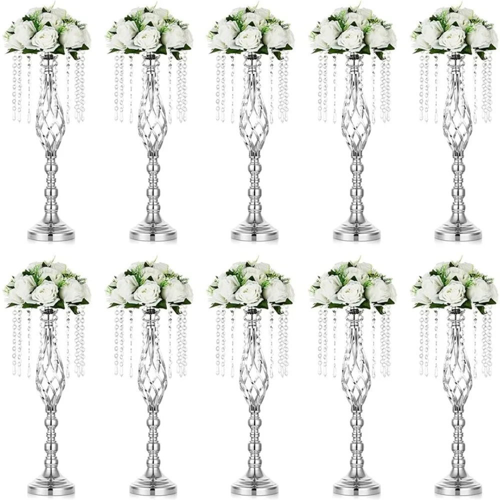 

10 Pcs Silver Wedding Centerpieces Flower Stand Room Decor 21.7in/55cm Height Wedding Road Lead Flower Vases Freight Free Vase