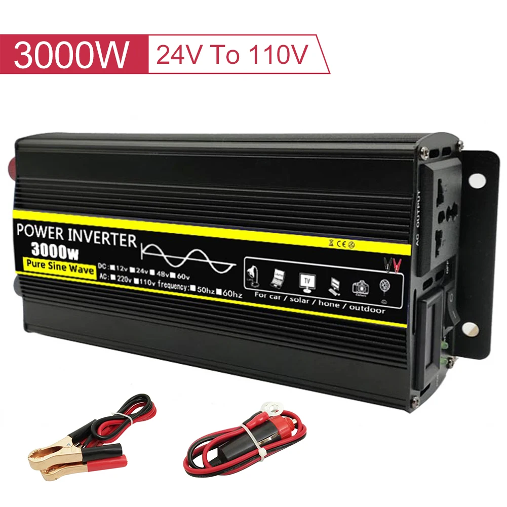 100% New 3000W Pure Sine Wave Car Power Inverter 12V/24V To 110V/220V Power Converter With LED Display For Home Travel Outdoor
100% New 3000W Pure Sine Wave Car Power Inverter 12V/24V To 110V/220V Power Converter With LED Display For Home Travel Outdoor