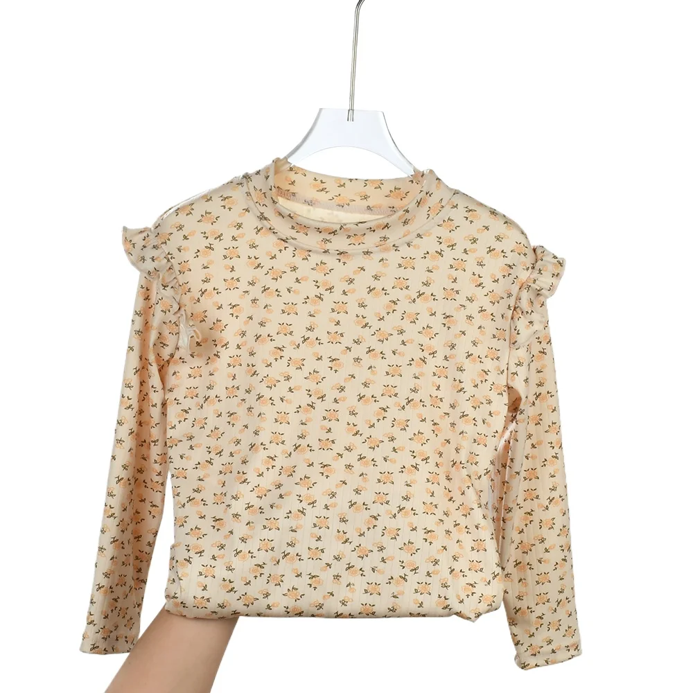 ربيع الخريف الفتيات كشكش طوق الأزهار قميص مطبوع الأطفال الصلبة مضلع قاع قميص طفل رضيع عادية القطن تيز الملابس ربيع الخريف الفتيات كشكش طوق الأزهار قميص مطبوع الأطفال الصلبة مضلع قاع قميص طفل رضيع عادية القطن تيز الملابس