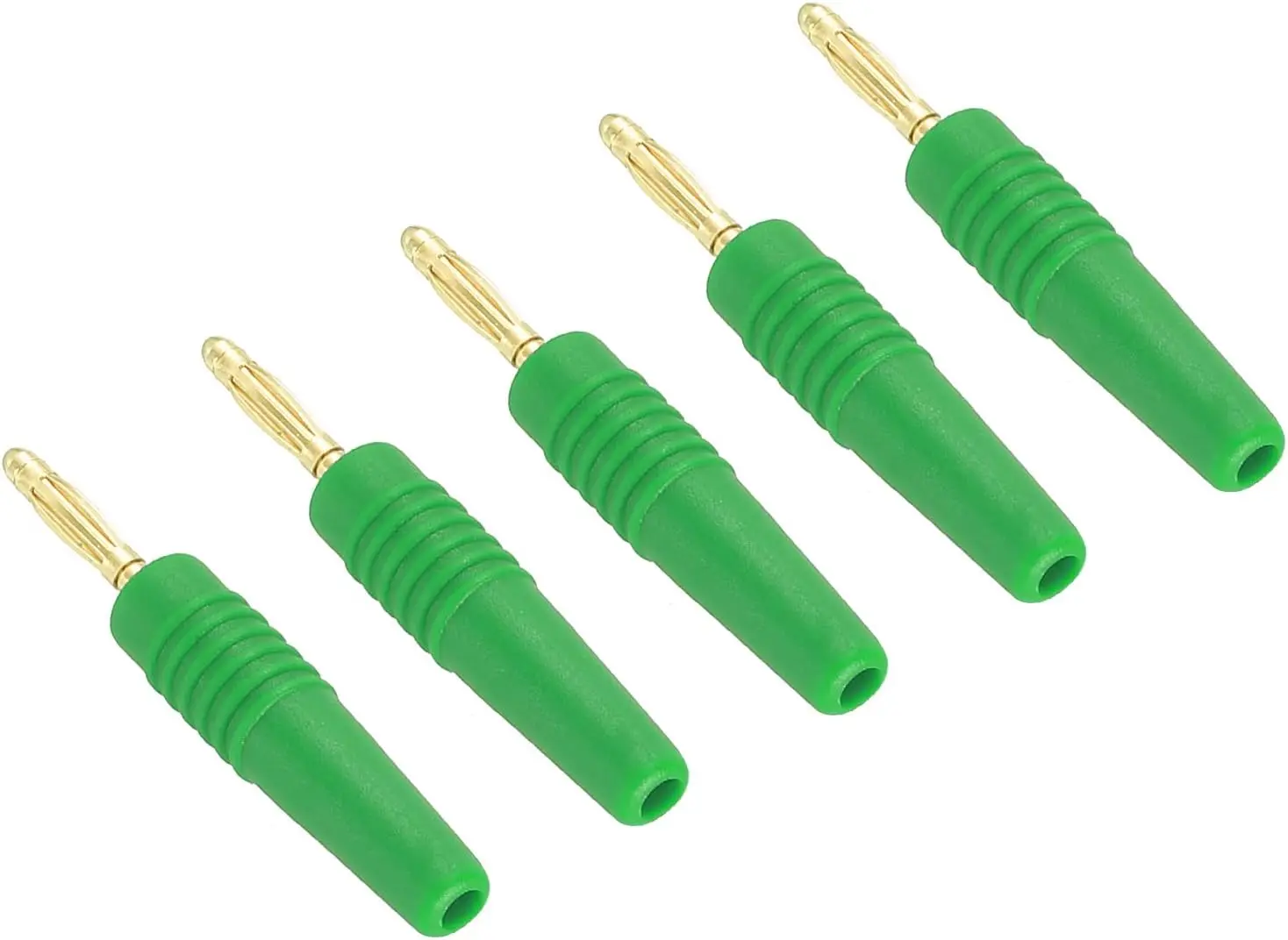 

5 Pack Banana Plugs Connector Solder Type Speaker Banana Plugs 2mm Gold-Plated Copper Green for Speaker Wires