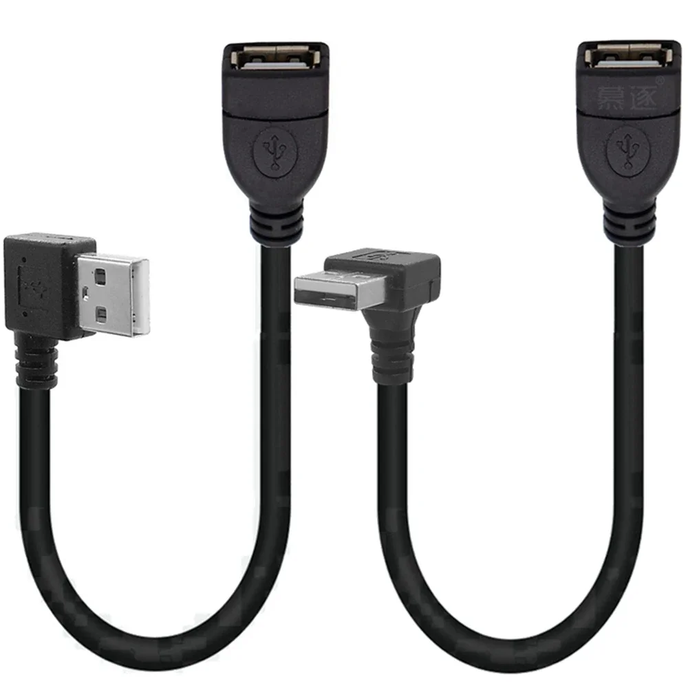 

10cm 20cm 40cm USB 2.0 A Plug to Female 90 Angled Extension Cable USB 2.0 Male to Female Right/Left/Down/Up Black Cable