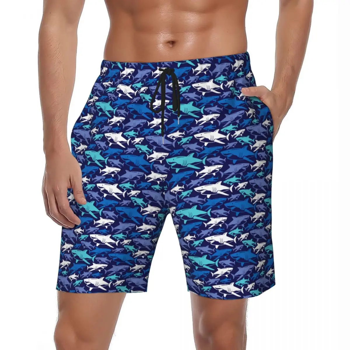 

Shark 3d Ocean Animal Board Shorts Summer Blue Running Surf Beach Shorts Males Quick Drying Classic Print Plus Size Beach Trunks