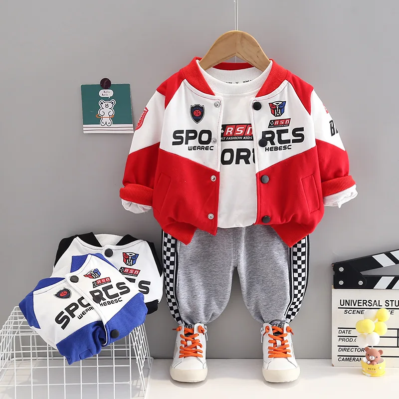 Boys Clothes Sets Spring Autumn Children Cotton Coats T-shirts Pants 3pcs Tracksuits For Baby 1 To 5 Years Kids Sports Suit 2023
Boys Clothes Sets Spring Autumn Children Cotton Coats T-shirts Pants 3pcs Tracksuits For Baby 1 To 5 Years Kids Sports Suit 2023