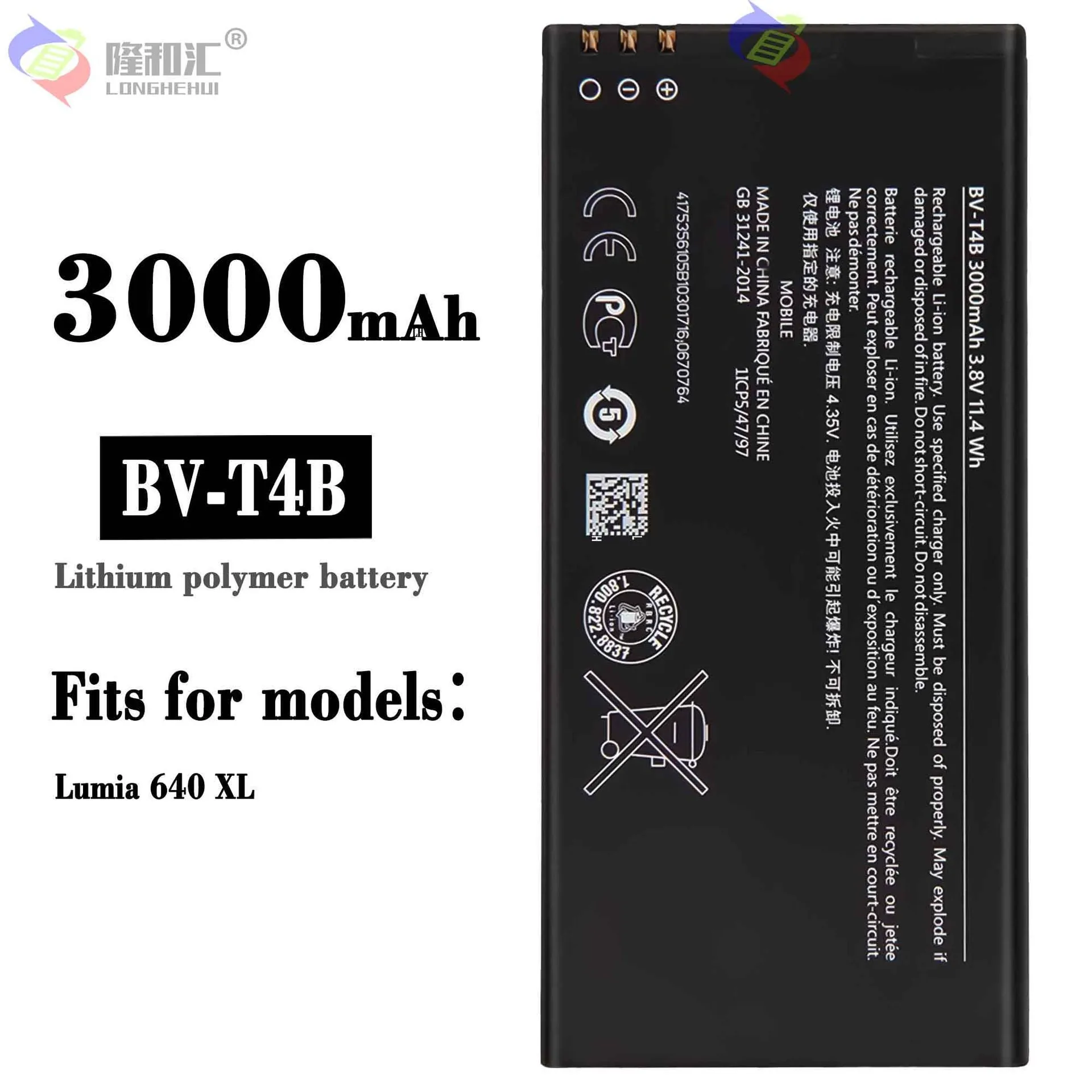 

Original BV-T4B 3000mAh Replacement Battery For Nokia Lumia 640XL RM-1096 RM-1062 RM-1063 RM-1064 RM-1066 Lumia 640 XL Batteries