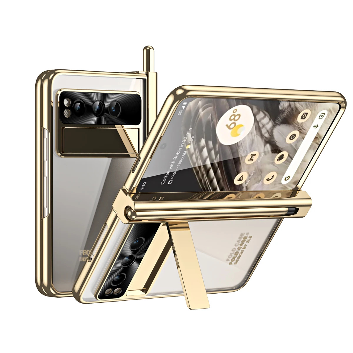 Plating Hinge Case For Google Pixel Fold Full Protector Transparent Acrylic Kickstand Cover For Pixel Fold with Pen Holder
Plating Hinge Case For Google Pixel Fold Full Protector Transparent Acrylic Kickstand Cover For Pixel Fold with Pen Holder