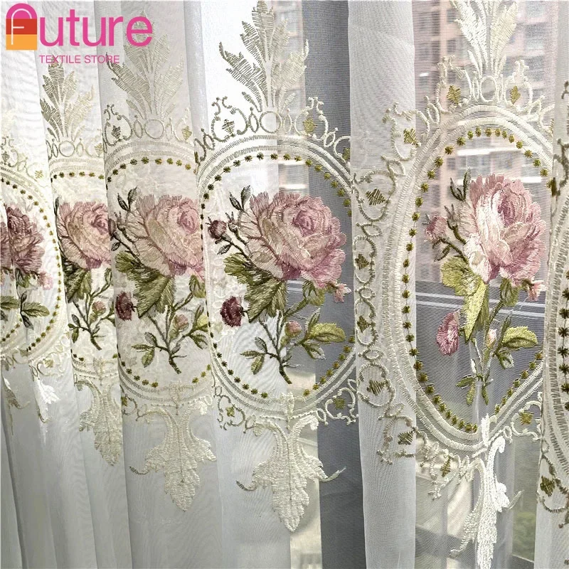 New American Rose Embroidery Window Screen Curtains for Living Room Bedroom Balcony Float Windows Customized Tulle Villa
New American Rose Embroidery Window Screen Curtains for Living Room Bedroom Balcony Float Windows Customized Tulle Villa