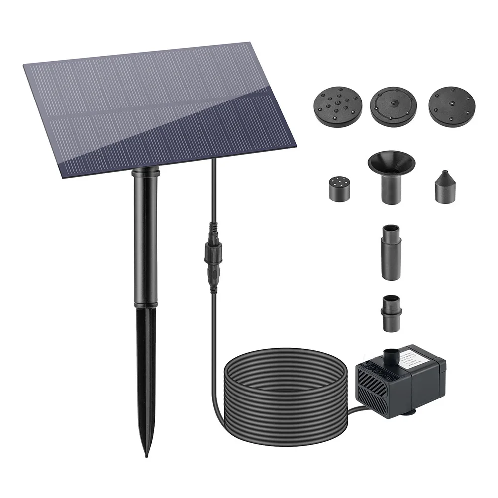 5W 5V Solar Fountain for Bird Bath Solar Water Fountain Pump With 6 Nozzles & 3M Water Cable 180L/h for Pond, Fish Tank, Garden 25 Sb9070c56b32c45b2bbbe9fcc770d81c0W