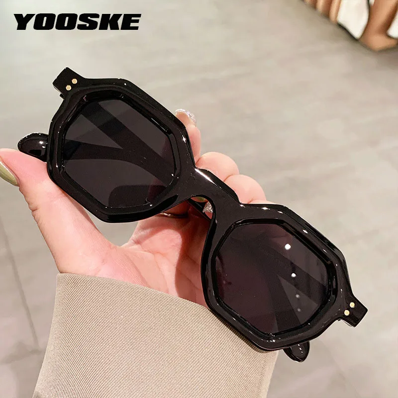 

YOOSKE Ins Fashion Polygon Women Sunglasses Luxury Brand Designer Sun Glasses Retro Rivets Men Sunglass Shades UV400 Goggles