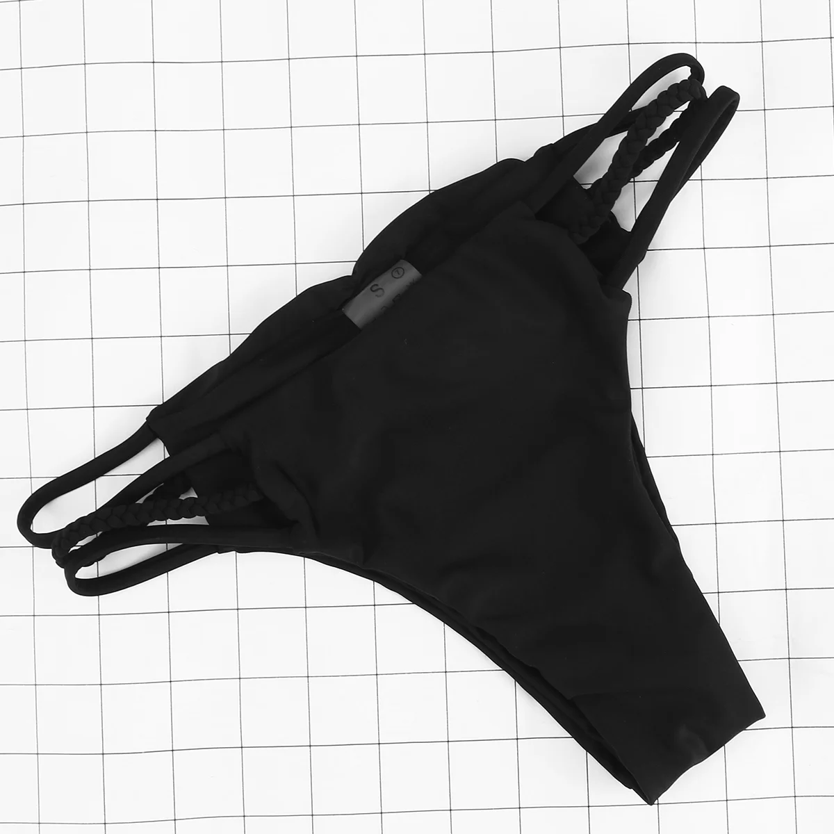 

Women Strappy Bikini Thong Swim Bottoms Brief Size S (Black)