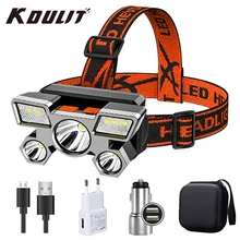 KDULIT 5 LED Built in 18650 Battery Headlamp USB Rechargeable Portable Flashlight Lantern Headlamp Outdoor Camping Headlight