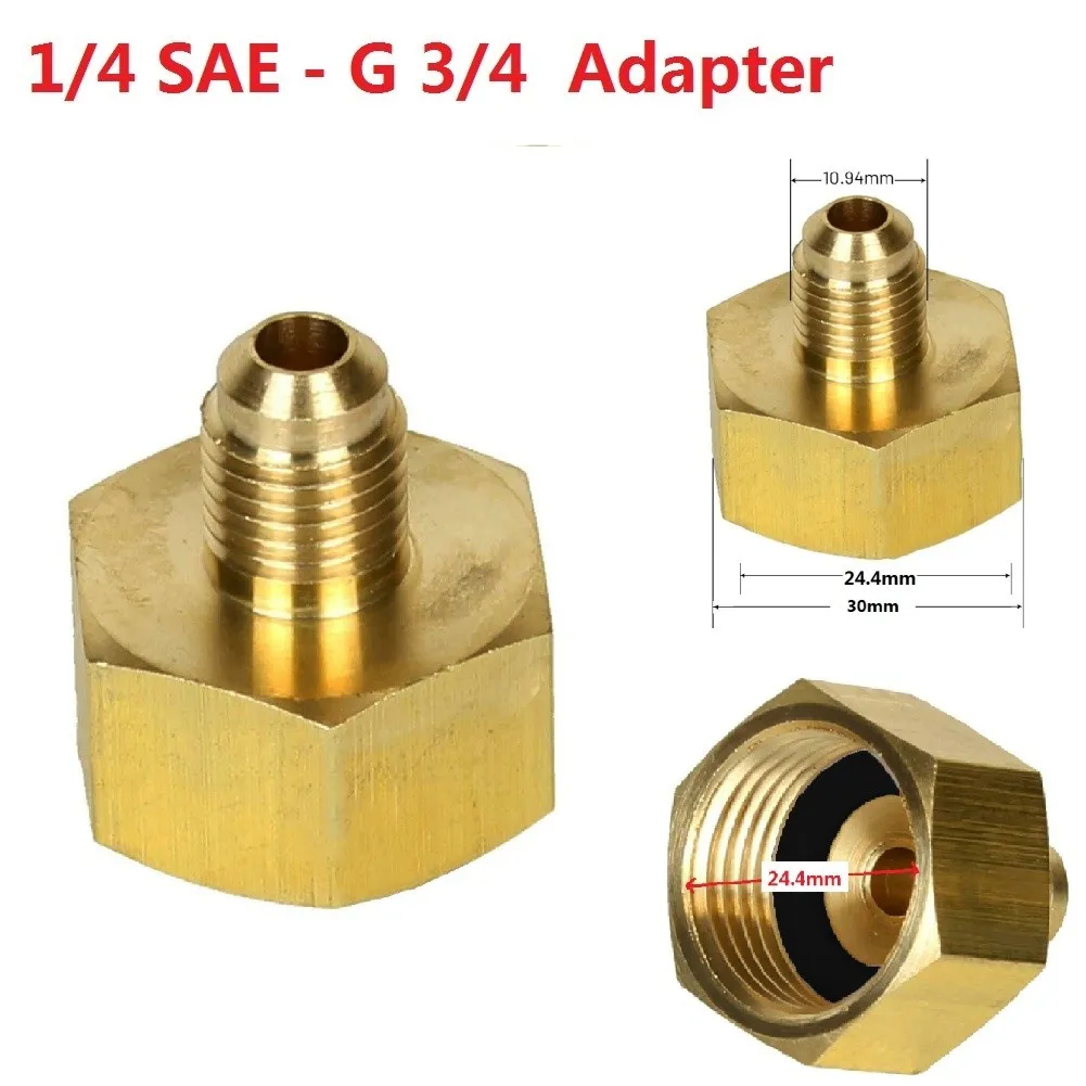 

1pc Car Conditioner Adapter Bottle Adapter For R134A External Thread 1/4 SAE Internal Thread G3/4 60g Gold Brass Material