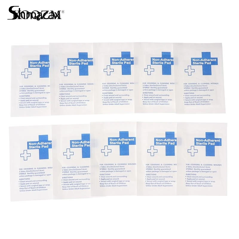 

10pcs Cotton Waterproof Gauze Pad Non-adherent Pad First Aid Kit Wound Dressing Tapes Sterile Medical Gauze Pad