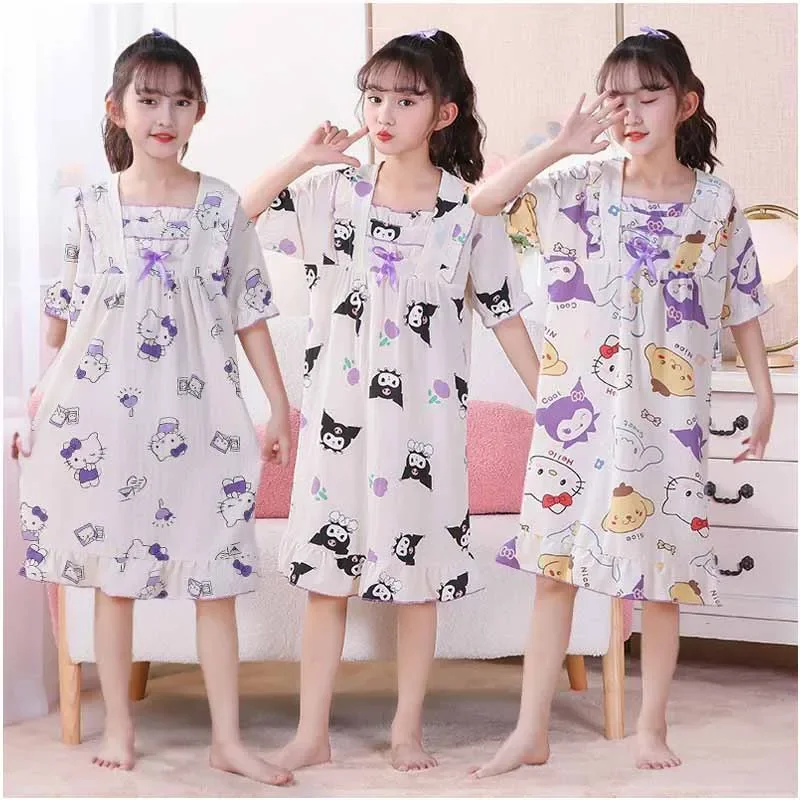 Sanrios Cartoon Cinnamoroll Kuromi HelloKittys My Melody Girls Summer Short Sleeve Pajama Skirt Home Clothing Dress Nightgown
Sanrios Cartoon Cinnamoroll Kuromi HelloKittys My Melody Girls Summer Short Sleeve Pajama Skirt Home Clothing Dress Nightgown