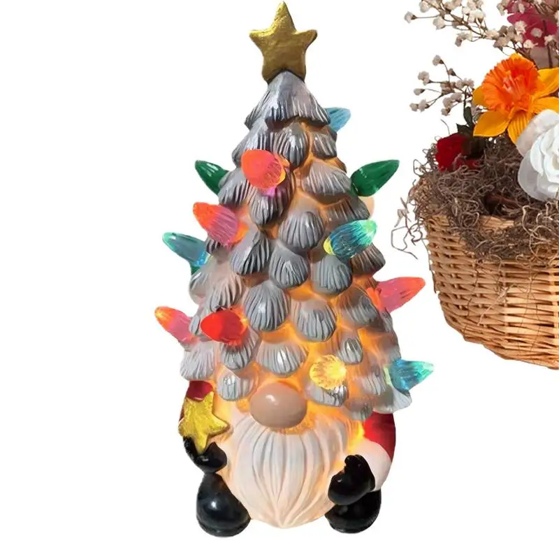 

Рождественские украшения, подсвеченные гномы, керамическая Рождественская елка с разноцветными огнями, Рождественский праздничный декор, безликая кукла Рудольфа