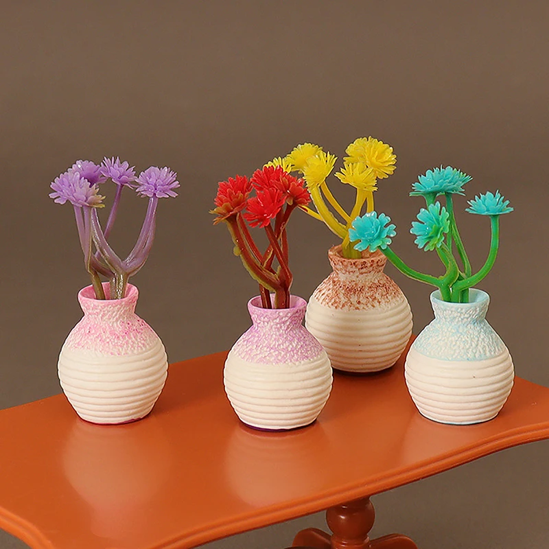 

Модель кукольного домика 1/12, ваза с цветами, миниатюрное Горшечное украшение для кукольного домика, аксессуары для украшения дома