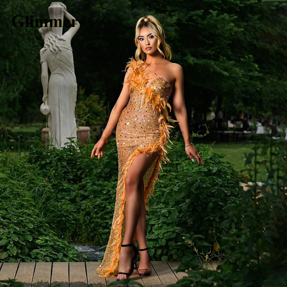 Glimmer Luxury Feathers Graduation Dresses Mermaid Sequines One-Shoulder Tulle Side Slit Pleat Robes De Soiree Personalised
Glimmer Luxury Feathers Graduation Dresses Mermaid Sequines One-Shoulder Tulle Side Slit Pleat Robes De Soiree Personalised