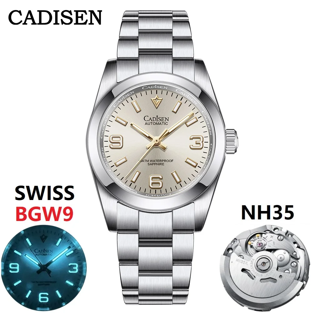 CADISEN 36MM New NH35 Men Mechanical Watch AR Sapphire Glass BGW9 Blue Luminous Automatic Watch For Men 100M Waterproof Watches
CADISEN 36MM New NH35 Men Mechanical Watch AR Sapphire Glass BGW9 Blue Luminous Automatic Watch For Men 100M Waterproof Watches