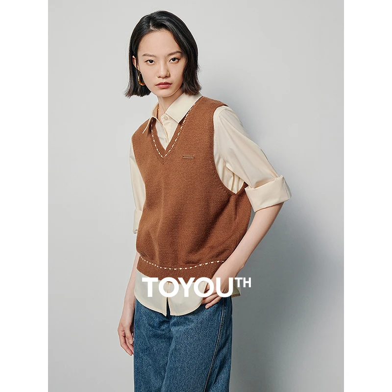 Toyouth Women Two Piece Set Shirt and Knitted Vest 2024 Spring Maillard Style Fashion Casual Official Apricot Suit
Toyouth Women Two Piece Set Shirt and Knitted Vest 2024 Spring Maillard Style Fashion Casual Official Apricot Suit