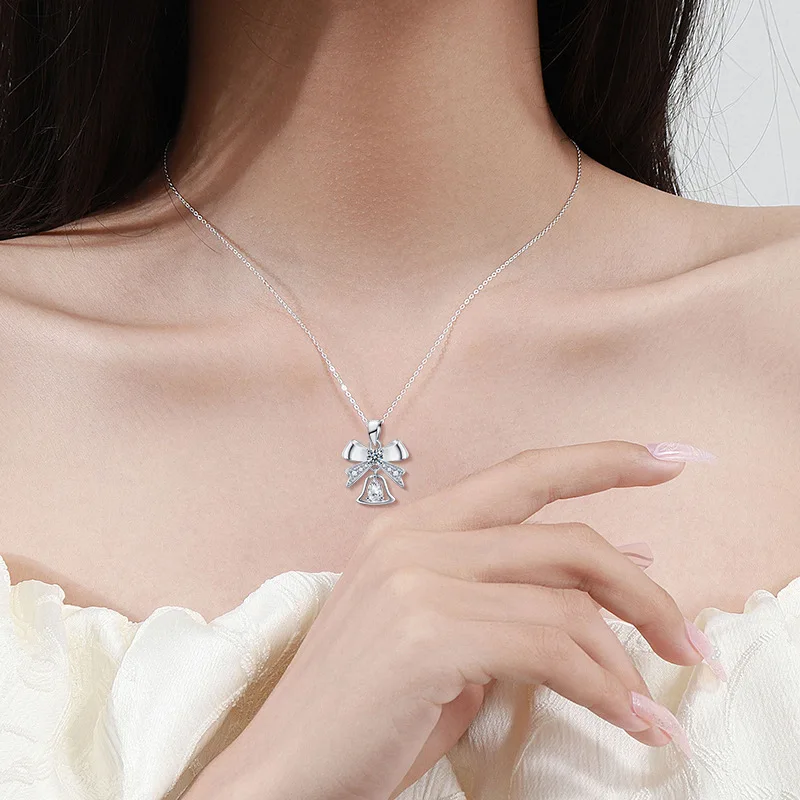 Original 925 Sterling Silver Bow Bell Pendant Christmas Ornament Necklace 0.5Carat Pear Cut Moissanite Clavicle Chain for Women 8 Mallzona Sb91315ac262d4d23ba38a58695eeaae63 Original 925 Sterling Silver Bow Bell Pendant Christmas Ornament Necklace 0.5Carat Pear Cut Moissanite Clavicle Chain for Women Mallzona