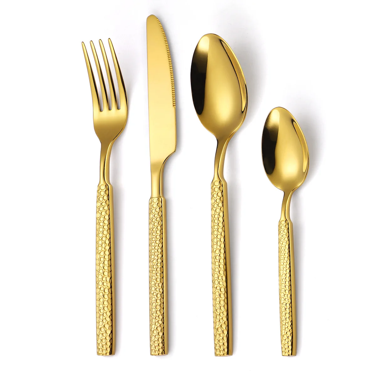

New 24pcs Cutlery Set 18/10 Stainless Steel Rainbow Dinnerware Serrated Sharp Dinner Knife Gold Tableware Set