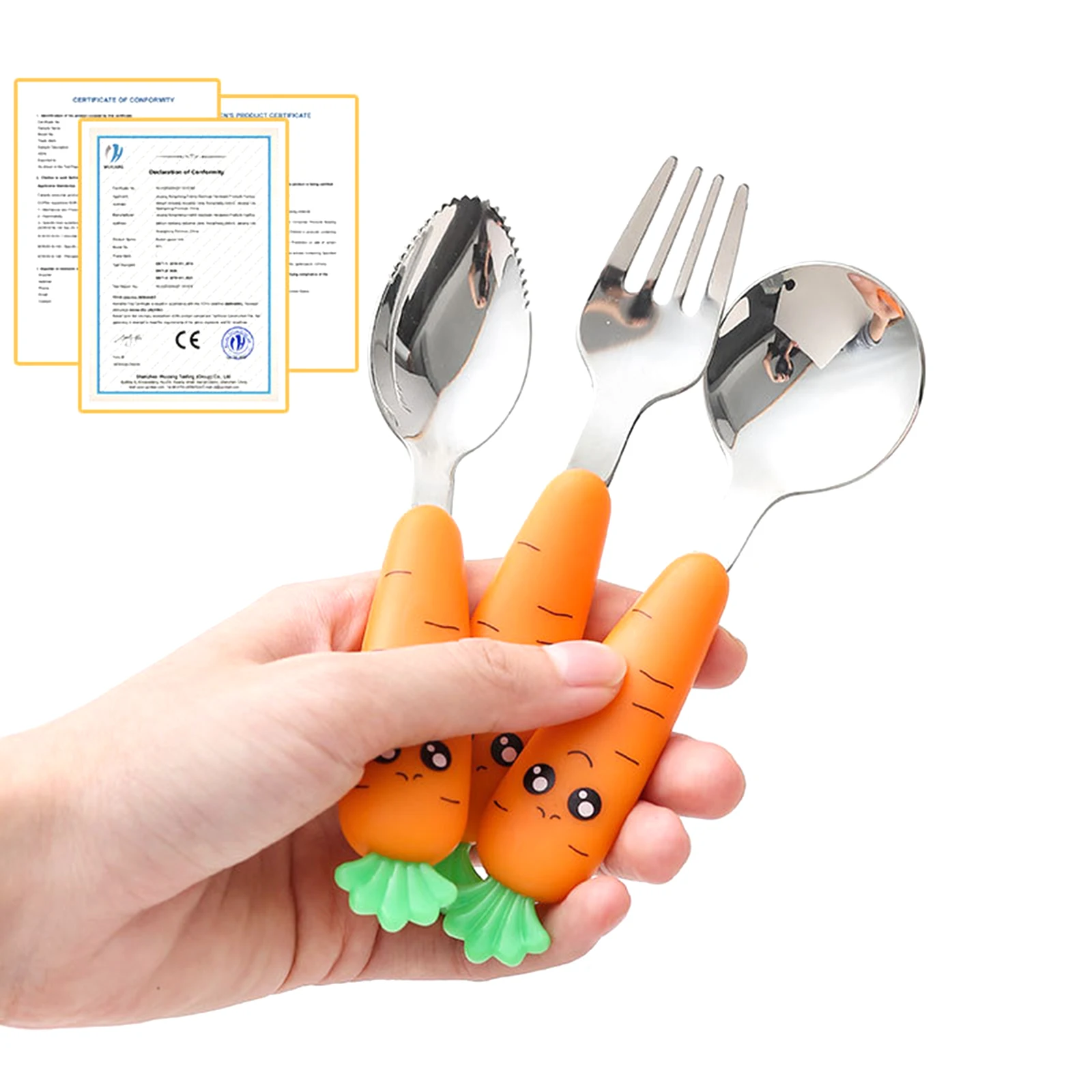 Toddler Utensils Stainless Steel Baby Fork and Spoons Set with Carrot Shaped Handle for Boys Girls
Toddler Utensils Stainless Steel Baby Fork and Spoons Set with Carrot Shaped Handle for Boys Girls