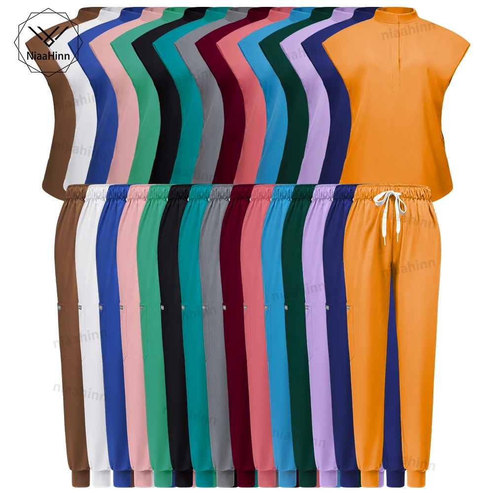 Niaahinn Scrubs Hot Sales Jogger Scrub Sets Women Solid Color Breathable Work Clothes Lab Coat Uniform Hospital Doctor Work Wear
Niaahinn Scrubs Hot Sales Jogger Scrub Sets Women Solid Color Breathable Work Clothes Lab Coat Uniform Hospital Doctor Work Wear
