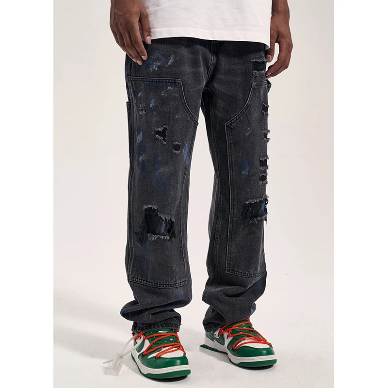 High Street Designer Wear Paint-Splashing Style Graffiti Retro Fashion Distressed Loose Straight Logging Pants Jeans for Men
High Street Designer Wear Paint-Splashing Style Graffiti Retro Fashion Distressed Loose Straight Logging Pants Jeans for Men