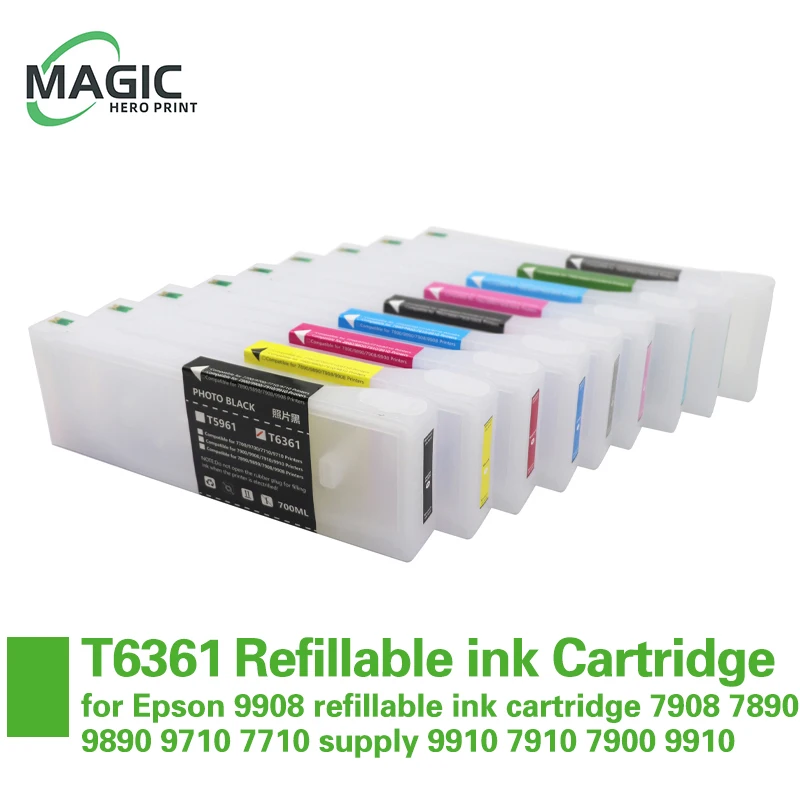 Magic T6361-T6369 T636A T636B for Epson 9908 refillable ink cartridge epson 7908 7890 9890 9710 7710 supply 9910 7910 7900 9910
Magic T6361-T6369 T636A T636B for Epson 9908 refillable ink cartridge epson 7908 7890 9890 9710 7710 supply 9910 7910 7900 9910