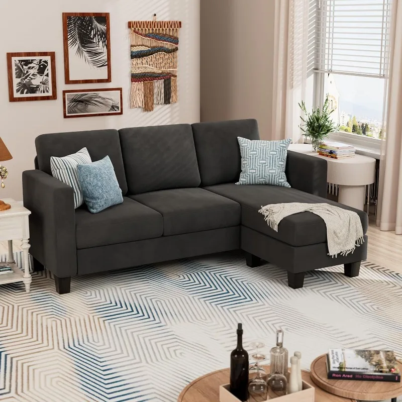 Living Room Sofa, Convertible Sectional 3 L Shape Sofa Upholstered Seat, Linen Fabric, Space Saving Sofa, 70 Inch, Dark Gray
Living Room Sofa, Convertible Sectional 3 L Shape Sofa Upholstered Seat, Linen Fabric, Space Saving Sofa, 70 Inch, Dark Gray