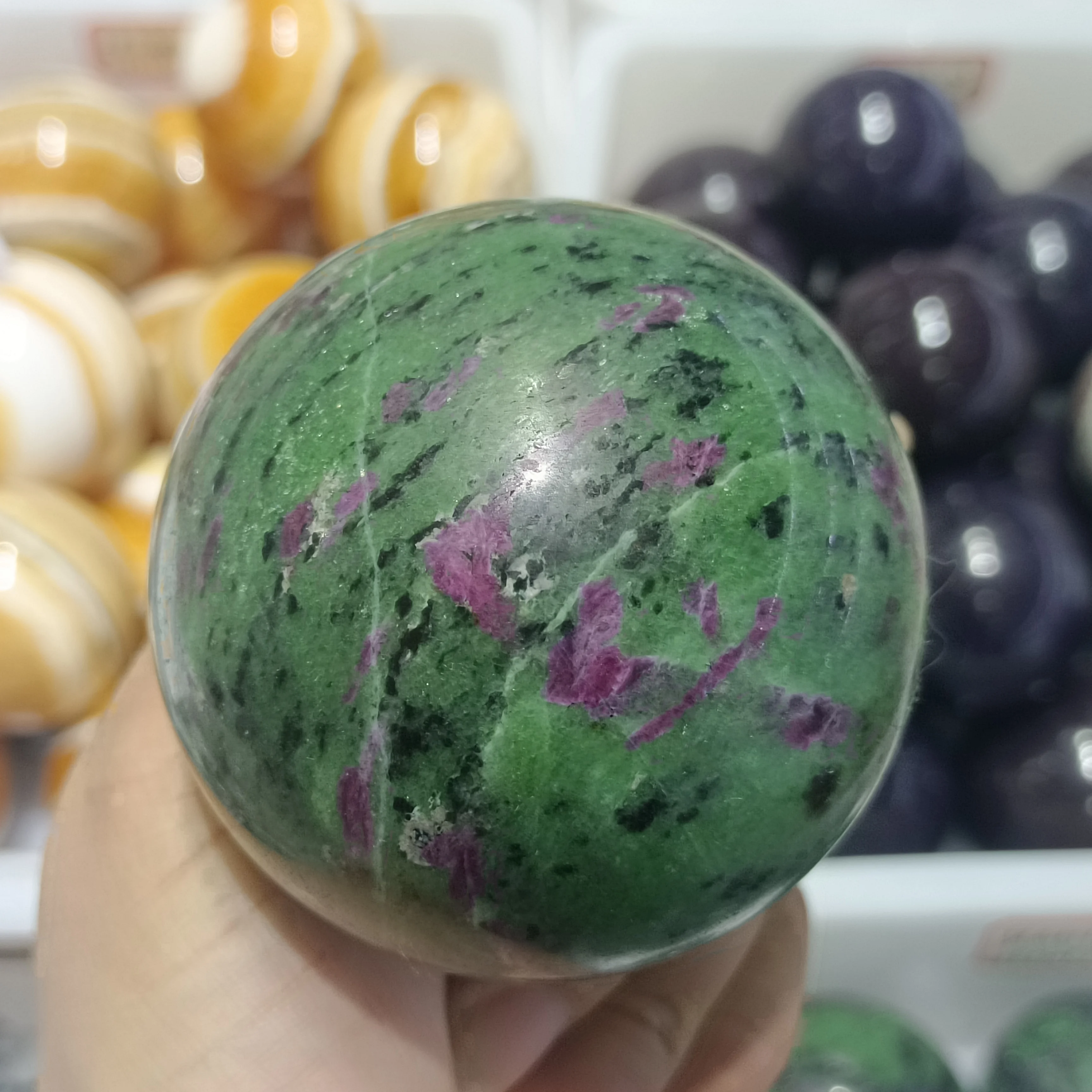 

Natural Red Green Treasure Crystal Sphere Ball Healing