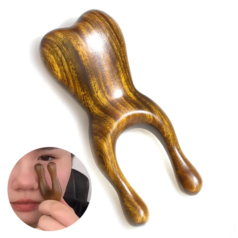 

Solid Wood Nose Scraper Face Eye Massage Acupoint Portable Heart Shaped Muscle Pulling Stick For Meridian Dredging Massage Too
