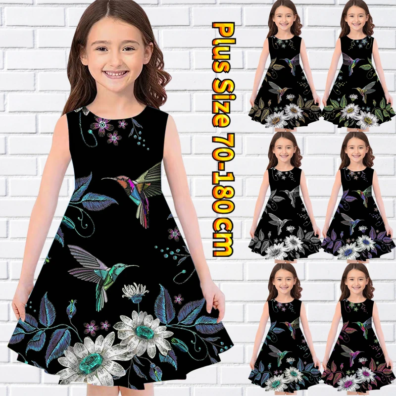 2022 Summer Little Girl Bird Print Knee-length Dress Everyday Street Round Neck Loose Size Dress Sleeveless Lovely Midi Skirt
2022 Summer Little Girl Bird Print Knee-length Dress Everyday Street Round Neck Loose Size Dress Sleeveless Lovely Midi Skirt