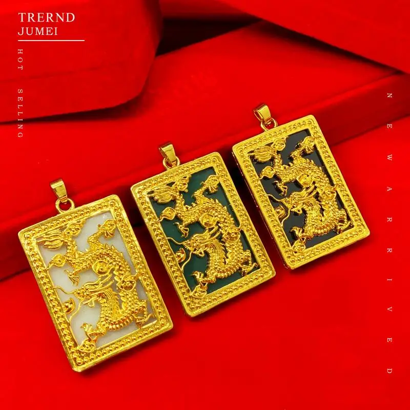 HOYON Pure 18k gold color pendant without chain luminous white green jade inlaid thicken gold dragon brand for birthday jewelry
HOYON Pure 18k gold color pendant without chain luminous white green jade inlaid thicken gold dragon brand for birthday jewelry