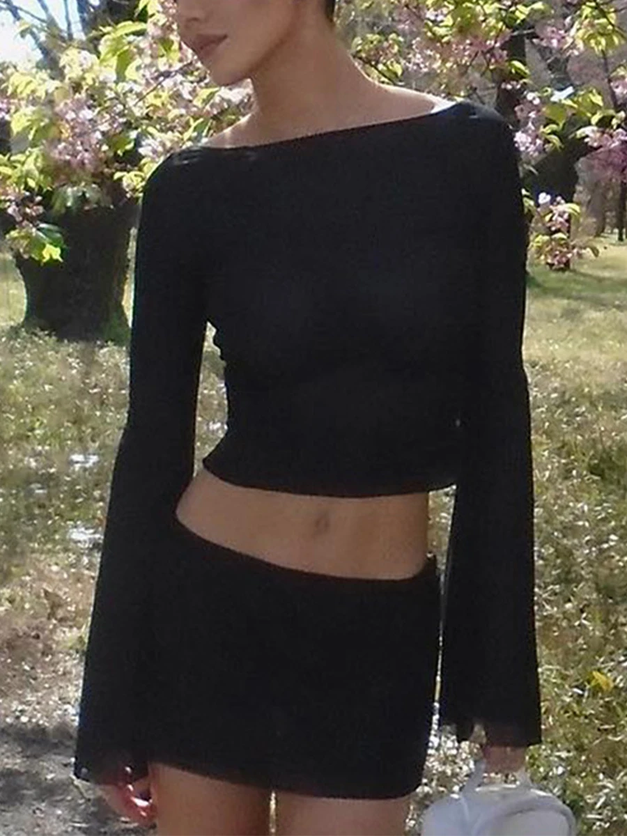 Fashion Women's Tube Top Summer Fitted Crop Tops Black Long Sleeve Open Back Slim Fit Short T-shirt Streetwear Y2k
Fashion Women's Tube Top Summer Fitted Crop Tops Black Long Sleeve Open Back Slim Fit Short T-shirt Streetwear Y2k