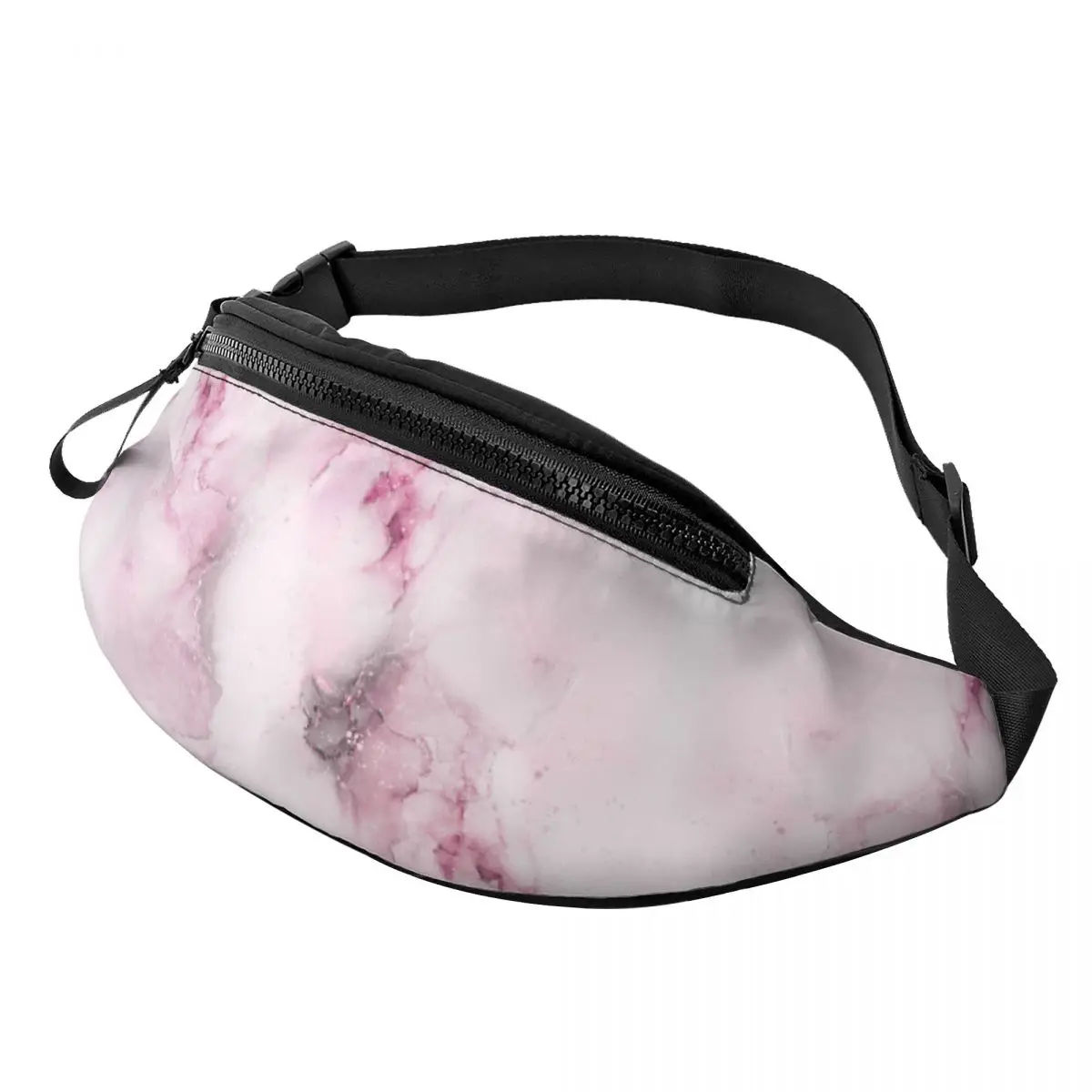 

Fashion Elegant Pink Shade Marble Fanny Pack for Traveling Men Women Crossbody Waist Bag Phone Money Pouch