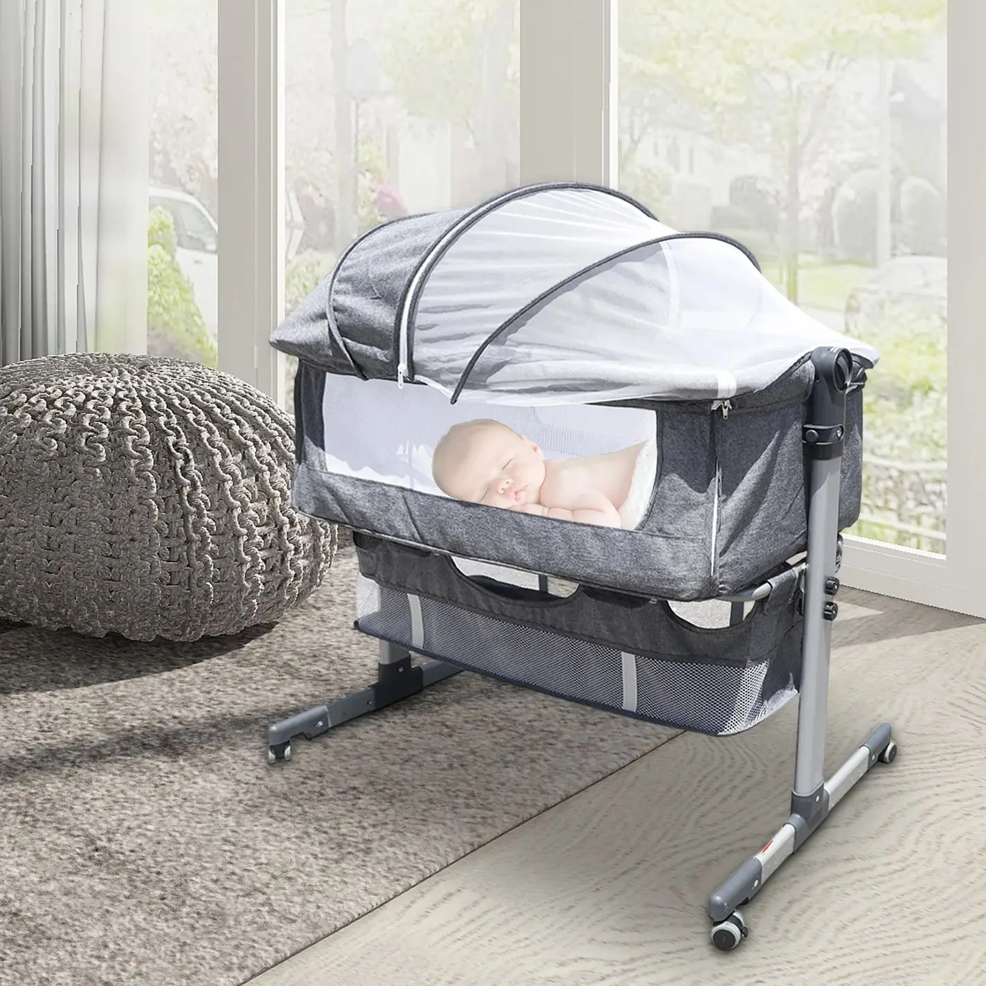 Modern Style Gray Cradle Portable Detachable Bed Side Newborn Crib Bassinet Infant Sleeper Cradle Infant Bed
Modern Style Gray Cradle Portable Detachable Bed Side Newborn Crib Bassinet Infant Sleeper Cradle Infant Bed