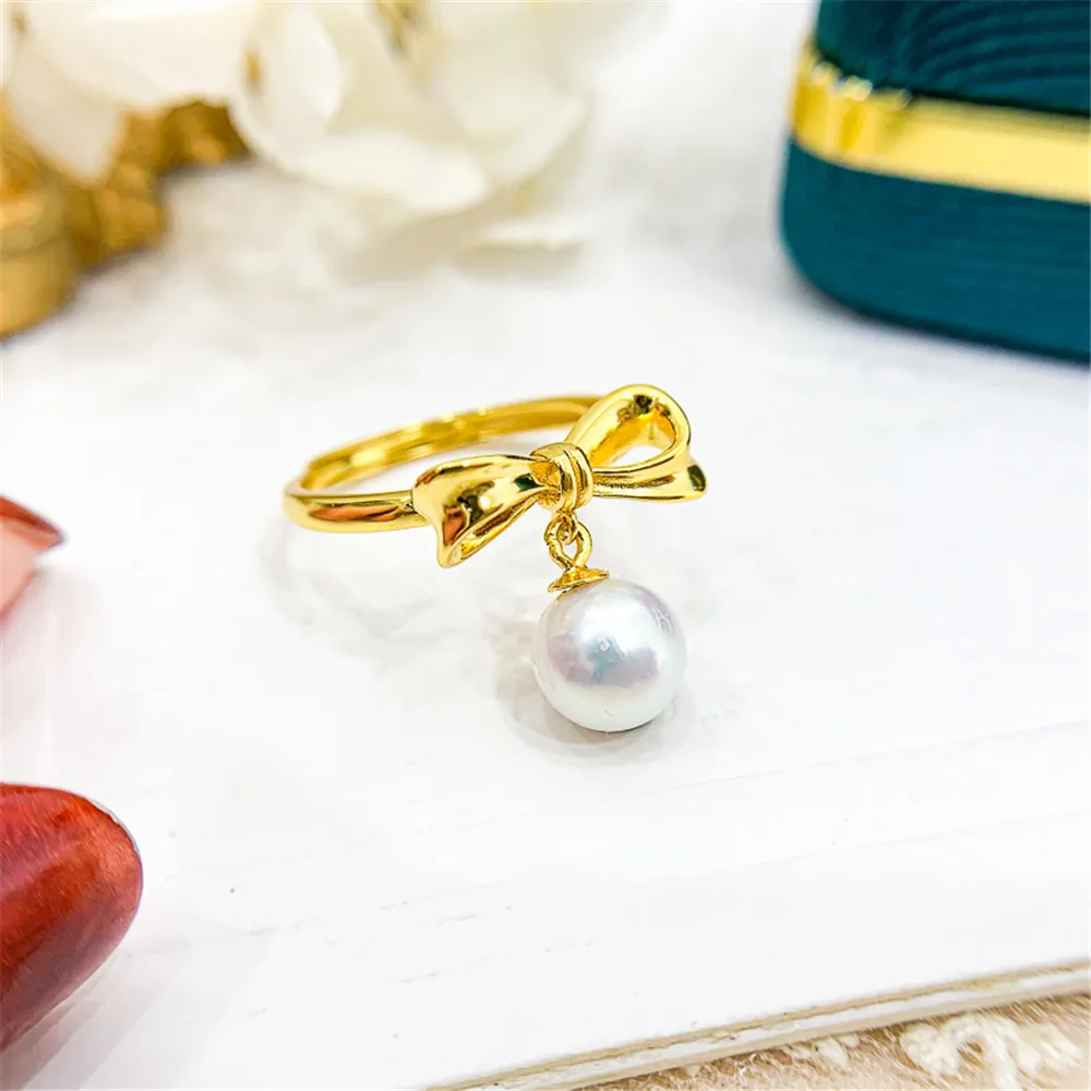 DIY Pearl Small Accessories S925 Sterling Silver Ring Empty Holder Fashion Gold Silver Jewelry Holder with 6-9mm Beads
DIY Pearl Small Accessories S925 Sterling Silver Ring Empty Holder Fashion Gold Silver Jewelry Holder with 6-9mm Beads