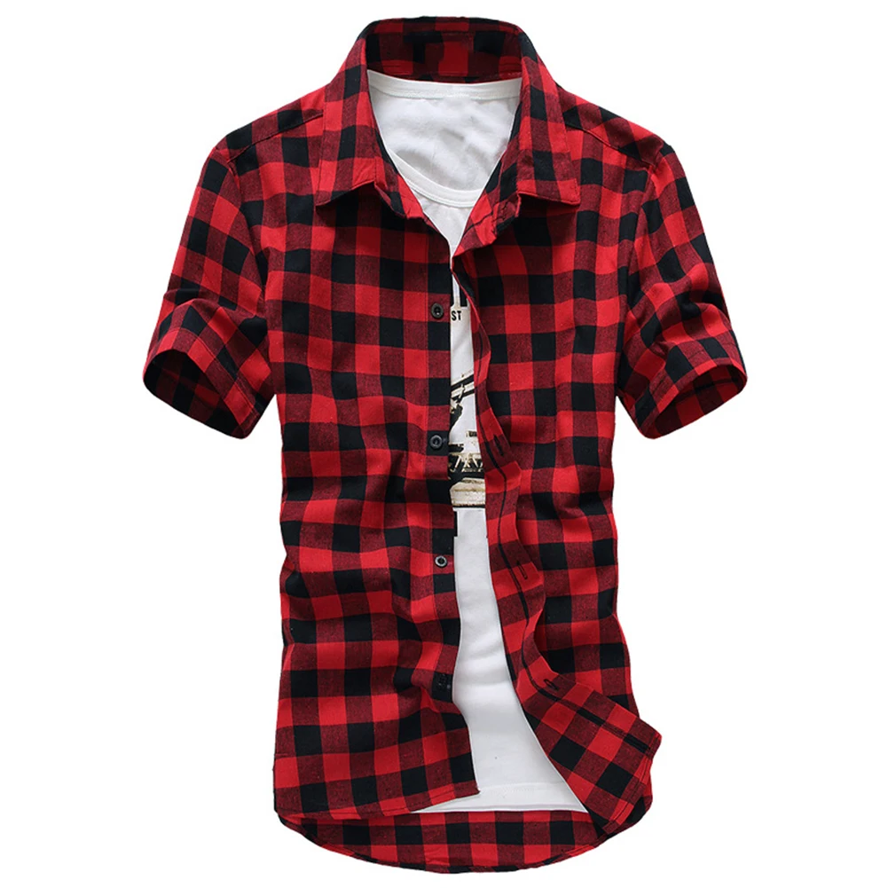 Mens Casual Plaid Button Down Shirts Short Sleeve Shirt Tops T-Shirt Blouse Lapel Lightweight Breathable Comfortable Men's Tees
Mens Casual Plaid Button Down Shirts Short Sleeve Shirt Tops T-Shirt Blouse Lapel Lightweight Breathable Comfortable Men's Tees