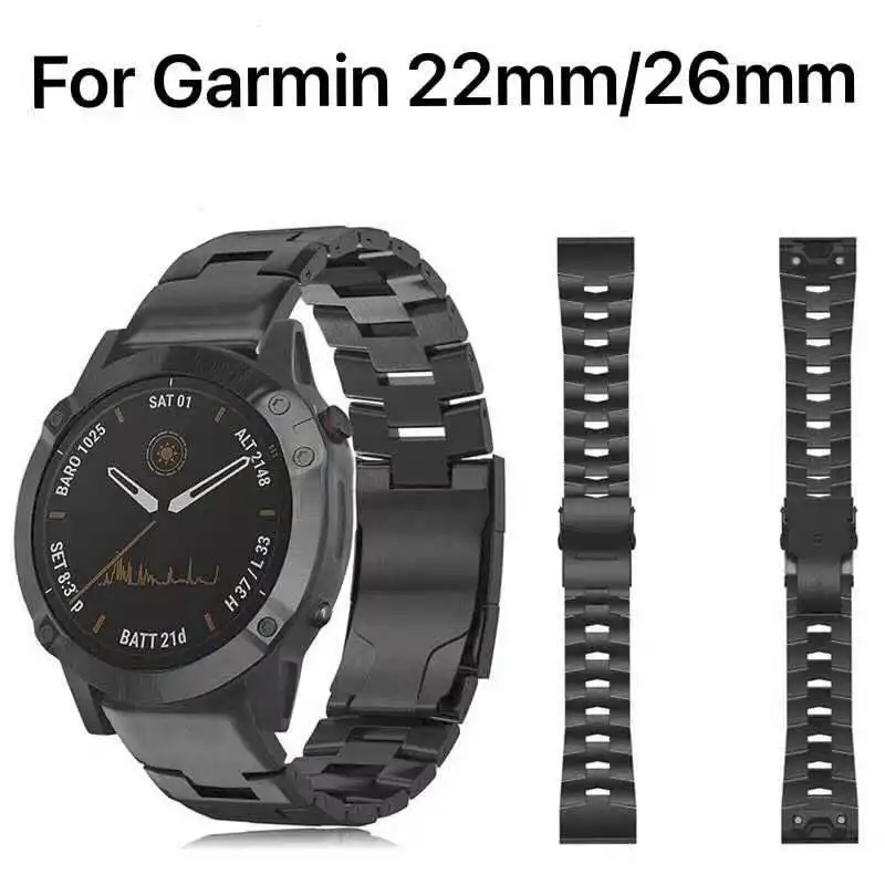22mm 26mm Titanium alloy strap for Garmin Forerunner 745/Fenix 5 6 Quick fit connector replacement strap for Fenix 5X 6X/Fenix 3
22mm 26mm Titanium alloy strap for Garmin Forerunner 745/Fenix 5 6 Quick fit connector replacement strap for Fenix 5X 6X/Fenix 3